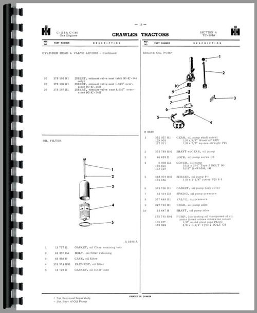 Parts Manual for International Harvester 500 Crawler Sample Page From Manual