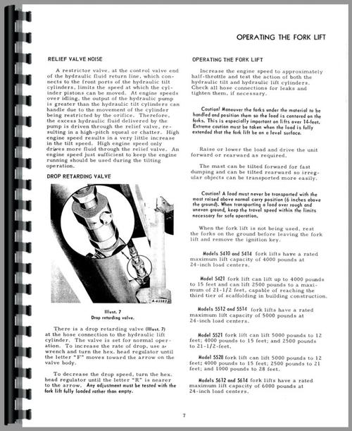 Operators Manual for International Harvester 5000 Forklift Sample Page From Manual