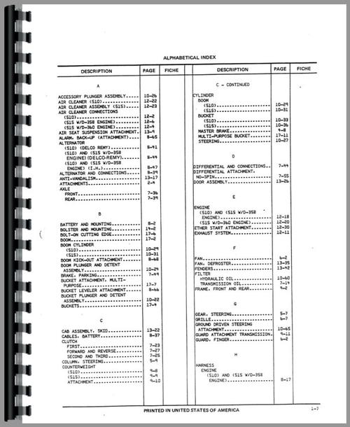 Parts Manual for International Harvester 510 Front End Loader Sample Page From Manual