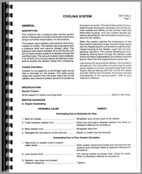 Service Manual for International Harvester 510 Front End Loader Sample Page From Manual
