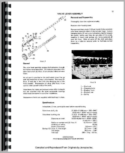 Service Manual for International Harvester 510B Front End Loader Engine Sample Page From Manual