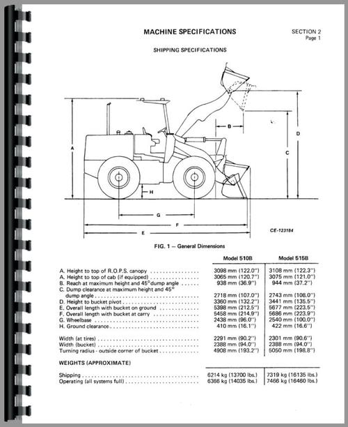 Service Manual for International Harvester 510B Front End Loader Sample Page From Manual