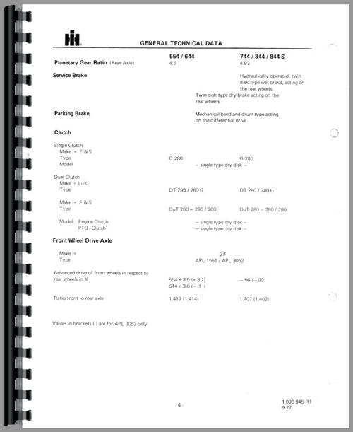 Service Manual for International Harvester 554 Tractor Sample Page From Manual