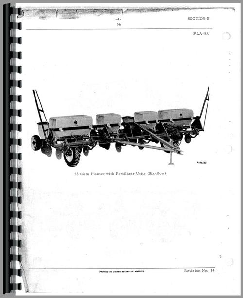 Parts Manual for International Harvester 56 Planter Sample Page From Manual