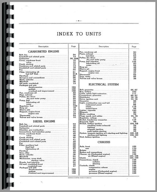 Parts Manual for International Harvester 600 Tractor Sample Page From Manual