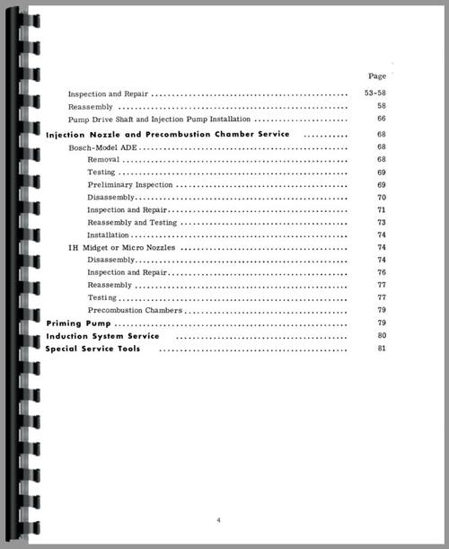 Service Manual for International Harvester 606 Tractor Diesel Pump Sample Page From Manual