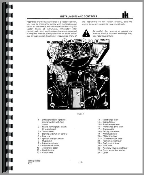 Operators Manual for International Harvester 644 Tractor Sample Page From Manual