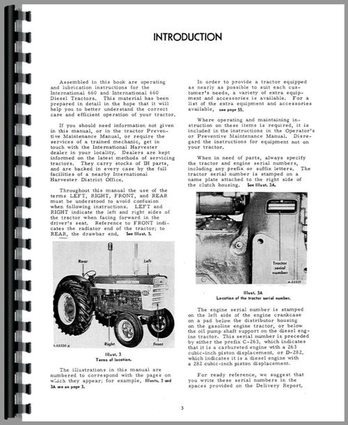 Operators Manual for International Harvester 660 Tractor Sample Page From Manual