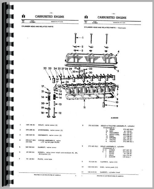 Parts Manual for International Harvester 660 Tractor Sample Page From Manual