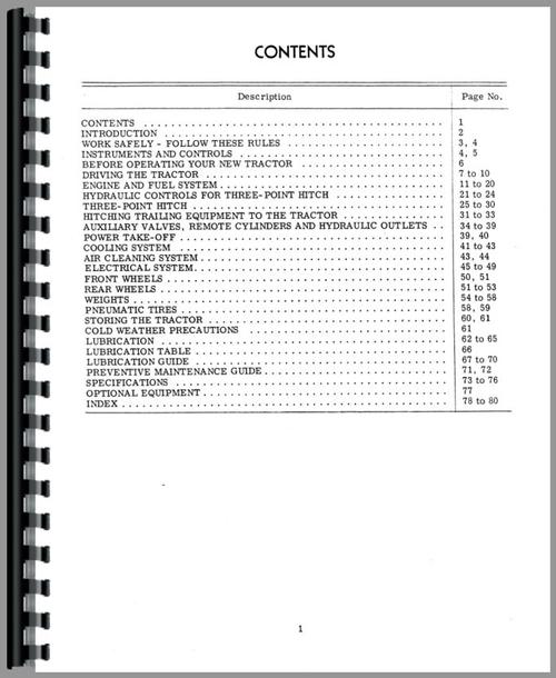 Operators Manual for International Harvester 664 Tractor Sample Page From Manual