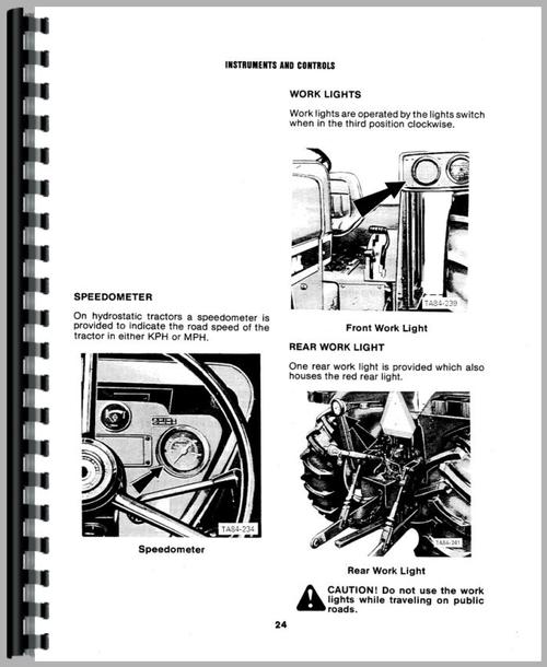 Operators Manual for International Harvester 684 Tractor Sample Page From Manual