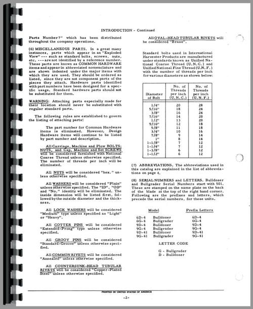 Parts Manual for International Harvester 6G-4 Bulldozer Attachment Sample Page From Manual