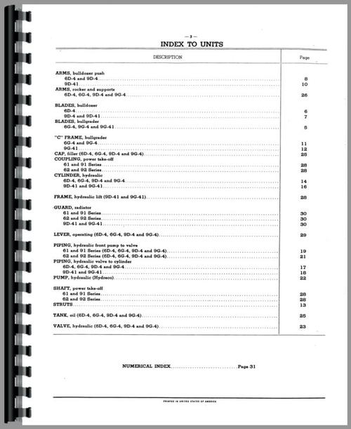 Parts Manual for International Harvester 6G-4 Bulldozer Attachment Sample Page From Manual