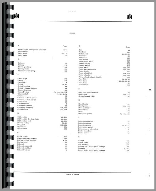Parts Manual for International Harvester 724 Tractor Sample Page From Manual