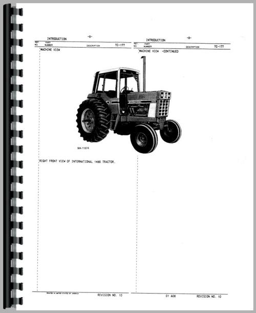 Parts Manual for International Harvester 786 Tractor Sample Page From Manual
