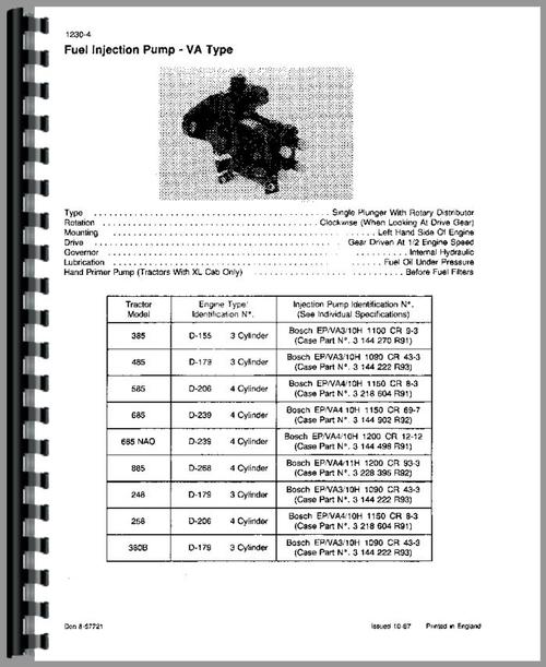 Service Manual for International Harvester 885 Tractor Sample Page From Manual