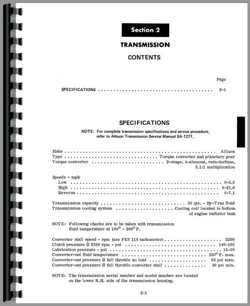 Service Manual for International Harvester 9000 Forklift Sample Page From Manual