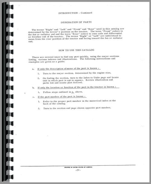Parts Manual for International Harvester 915 Combine Engine Sample Page From Manual