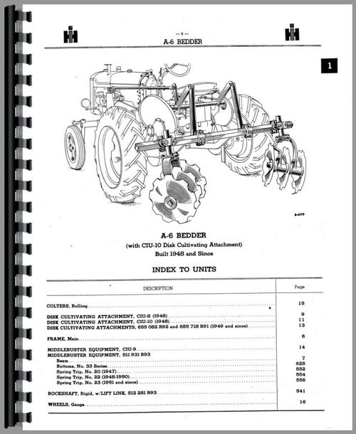 Parts Manual for International Harvester Super A Tractor Implement Attachments Sample Page From Manual