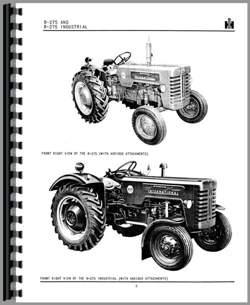 Parts Manual for International Harvester B-275 Tractor Sample Page From Manual