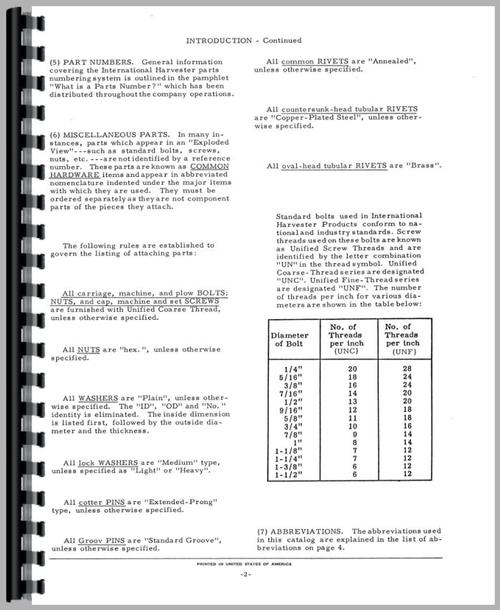 Parts Manual for International Harvester B-414 Tractor Sample Page From Manual