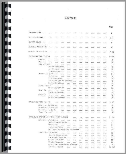 Operators Manual for International Harvester B-450 Tractor Sample Page From Manual