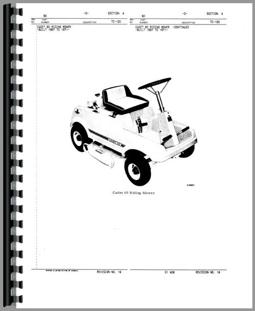 Parts Manual for International Harvester Cub Cadet 60 Lawn & Garden Tractor Sample Page From Manual
