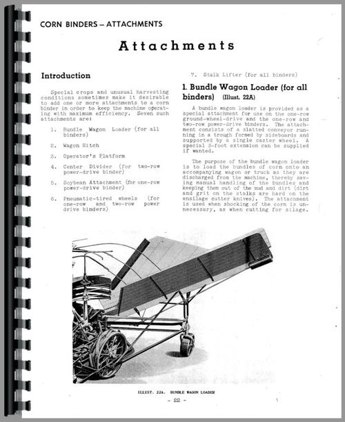 Service Manual for International Harvester All Corn Binder Sample Page From Manual