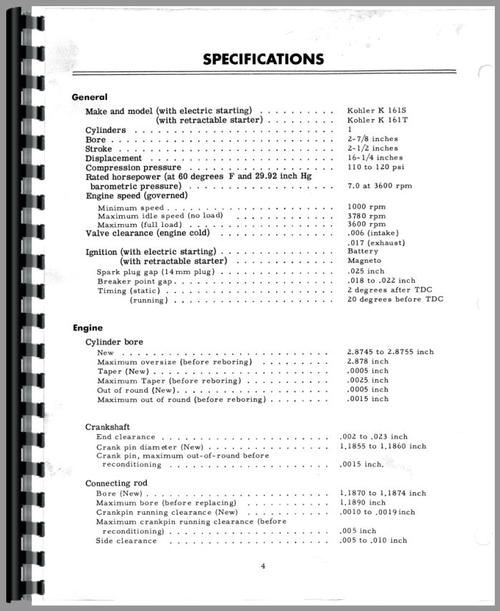 Service Manual for International Harvester Cub Cadet Lawn & Garden Tractor Engine Sample Page From Manual