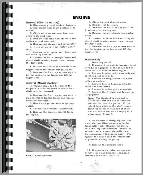 Service Manual for International Harvester Cub Cadet Lawn & Garden Tractor Engine Sample Page From Manual