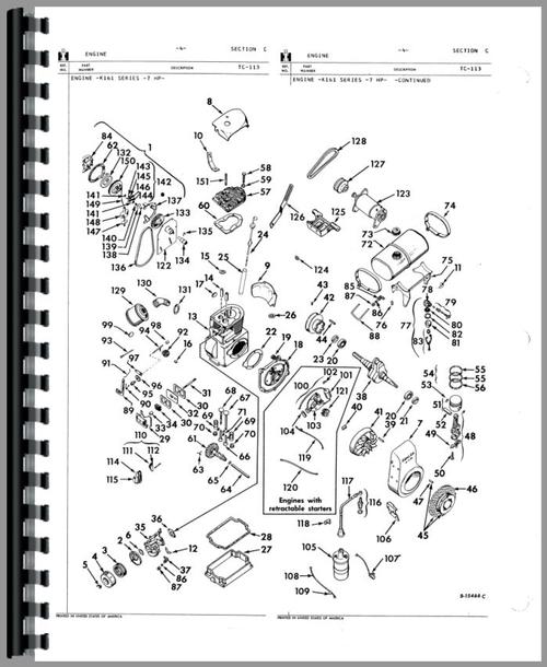 Parts Manual for International Harvester Cub Cadet 102 Lawn & Garden Tractor Sample Page From Manual
