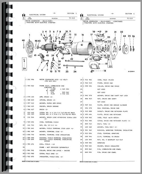 Parts Manual for International Harvester Cub Cadet 102 Lawn & Garden Tractor Sample Page From Manual