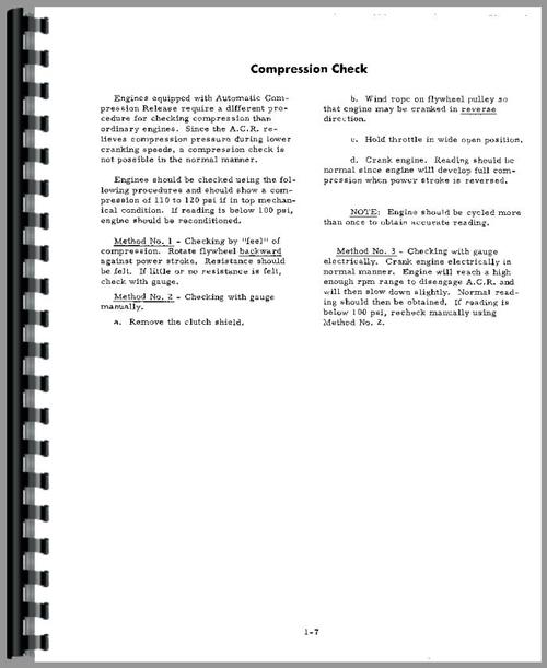 Service Manual for International Harvester Cub Cadet 106 Lawn & Garden Tractor Sample Page From Manual