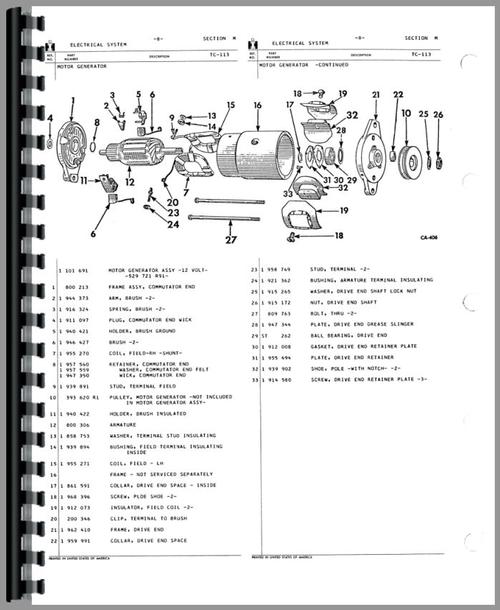 Parts Manual for International Harvester Cub Cadet 107 Lawn & Garden Tractor Sample Page From Manual