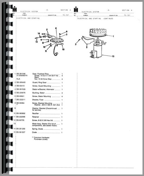 Parts Manual for International Harvester Cub Cadet 109 Lawn & Garden Tractor Sample Page From Manual