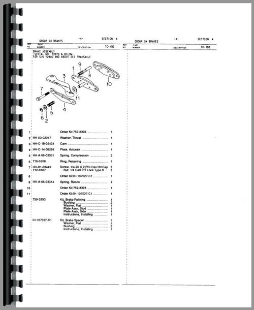 Parts Manual for International Harvester Cub Cadet 1210 Lawn & Garden Tractor Sample Page From Manual