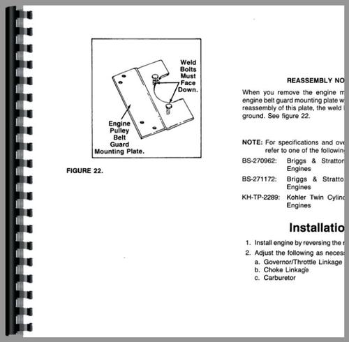 Service Manual for International Harvester Cub Cadet 1215 Lawn & Garden Tractor Sample Page From Manual