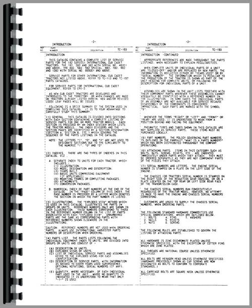 Parts Manual for International Harvester Cub Cadet 1606 Lawn & Garden Tractor Sample Page From Manual