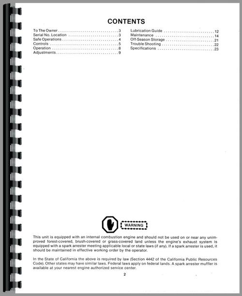 Operators Manual for International Harvester Cub Cadet 282 Lawn & Garden Tractor Sample Page From Manual