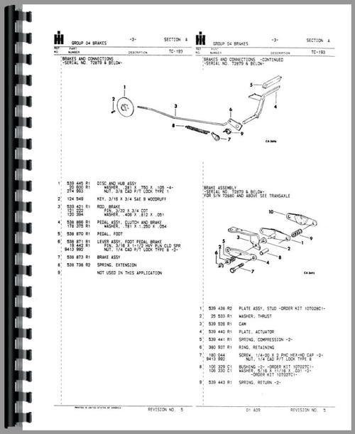 Parts Manual for International Harvester Cub Cadet 282 Lawn & Garden Tractor Sample Page From Manual