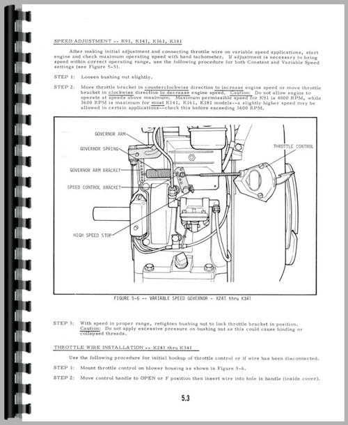 Service Manual for International Harvester Cub Cadet 70 Lawn & Garden Tractor Kohler Engine Sample Page From Manual