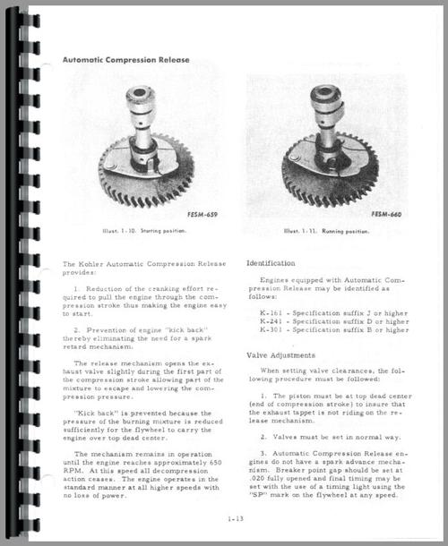 Service Manual for International Harvester Cub Cadet 71 Lawn & Garden Tractor Sample Page From Manual