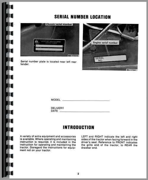 Operators Manual for International Harvester Cub Cadet 782 Lawn & Garden Tractor Sample Page From Manual