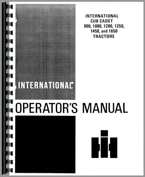 Operators Manual for International Harvester Cub Cadet 800 Lawn & Garden Tractor Sample Page From Manual