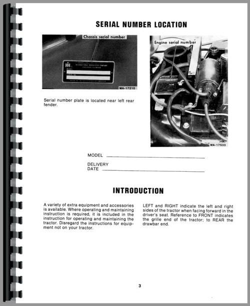 Operators Manual for International Harvester Cub Cadet 982 Lawn & Garden Tractor Sample Page From Manual