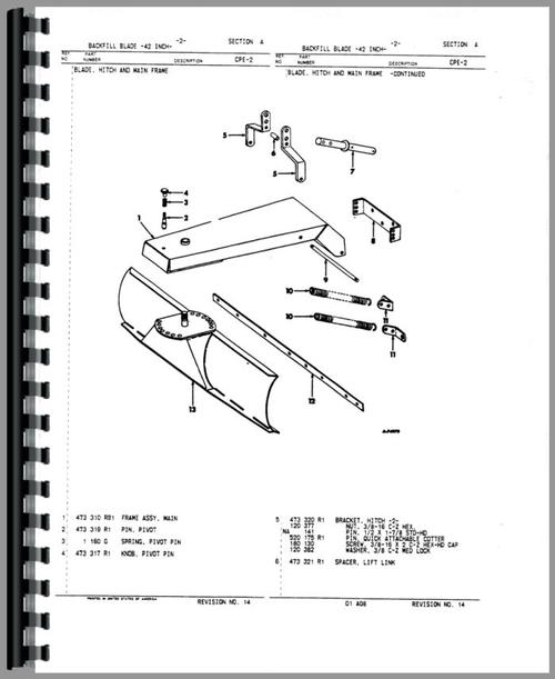 Parts Manual for International Harvester Cub Cadet Lawn & Garden Tractor Cub Cadet Equipment Accessories Sample Page From Manual