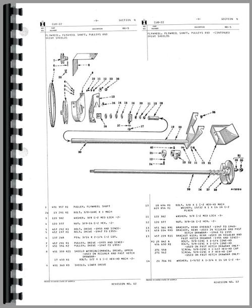 Parts Manual for International Harvester Cub Lo-Boy Tractor 22 Sickle Bar Mower Sample Page From Manual