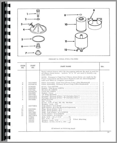 Parts Manual for International Harvester D236 Engine Sample Page From Manual