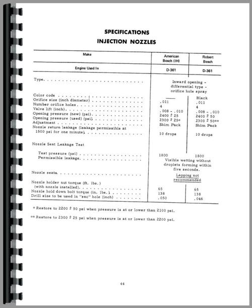 Service Manual for International Harvester D407 Engine Sample Page From Manual