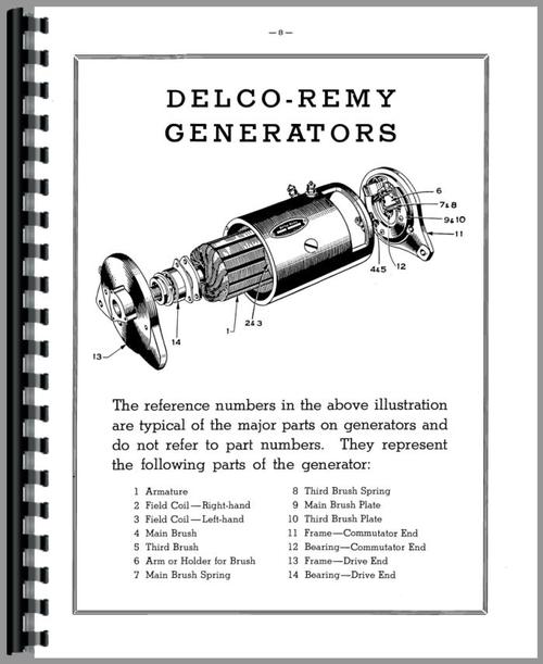 Parts Manual for International Harvester All Delco Remy Equipment Sample Page From Manual